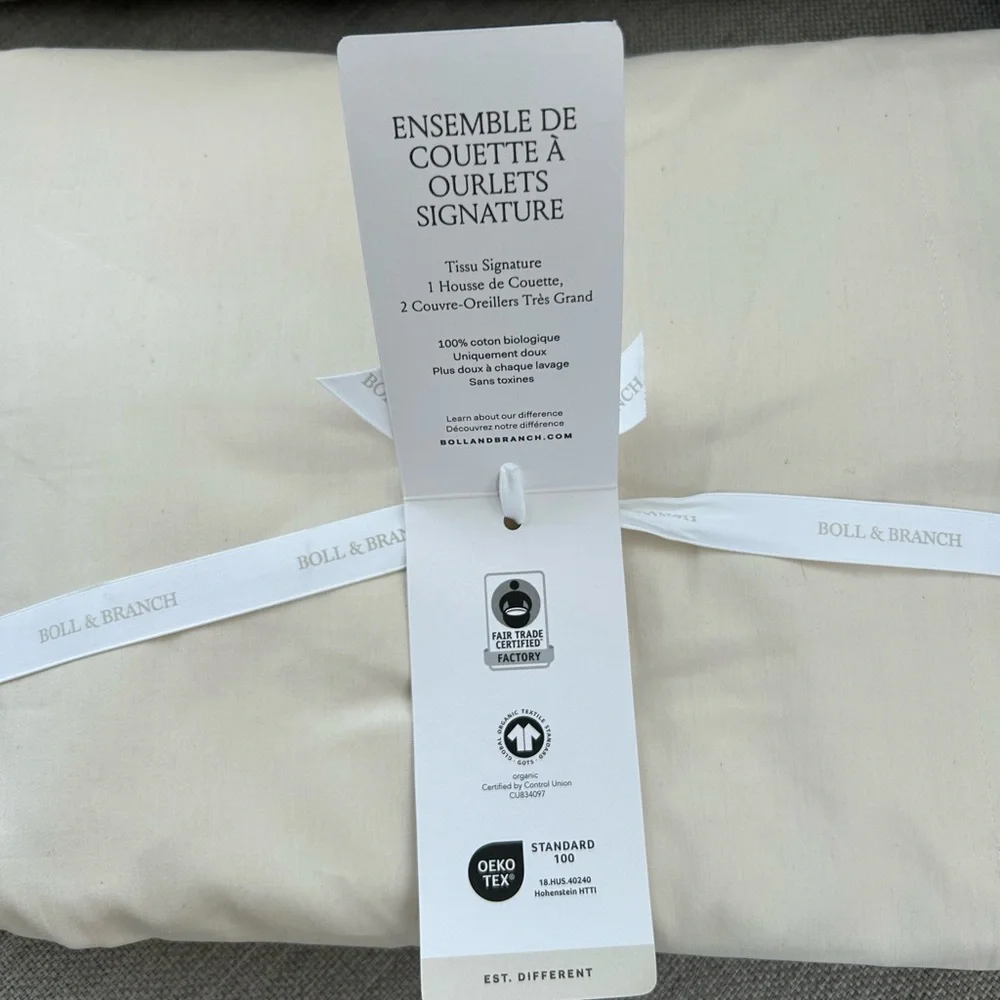Boll & Branch NWT KING SIZE Signature hemmed Duvet set